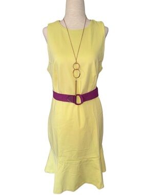 Pastel Yellow Drop Waist Dress 1920s Flapper Style Petite 14 NWT